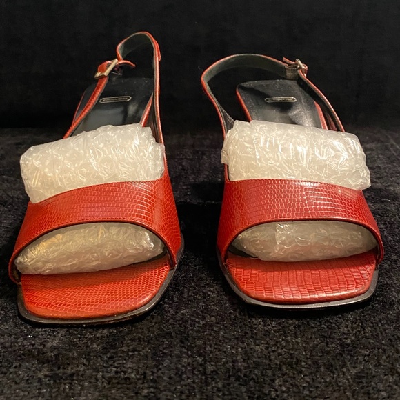 Croc Embossed Red Coach Heels - Picture 4 of 6